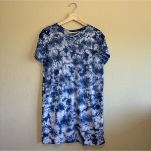 Old Navy dress womens small tshirt mini tie dye 100% cotton blue & white